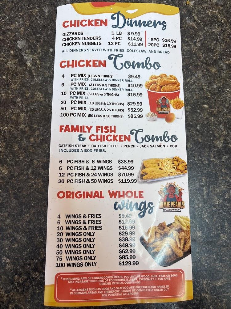 Jamie Pearls Pizza & Wingz 6 PC FISH & 6 WINGS